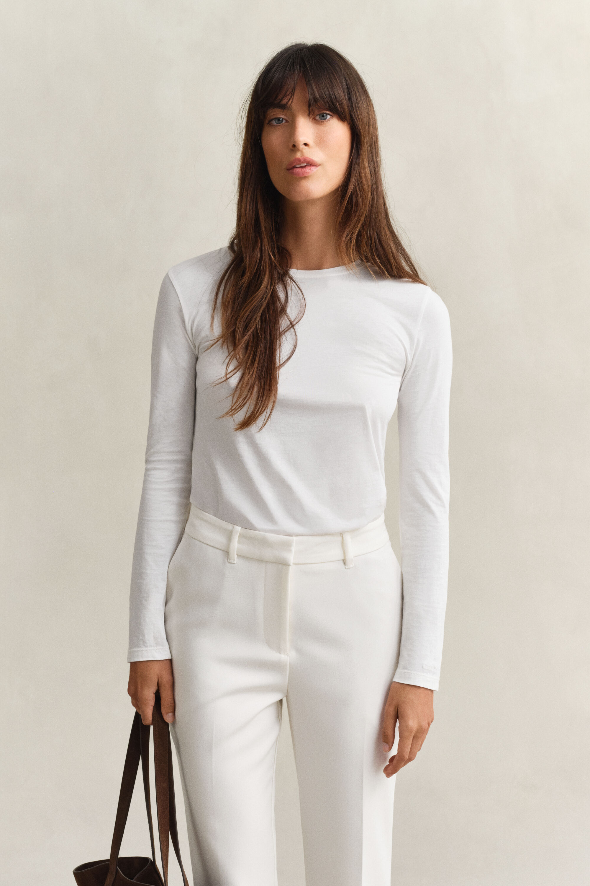 T-shirt af bomuld med lange ærmer