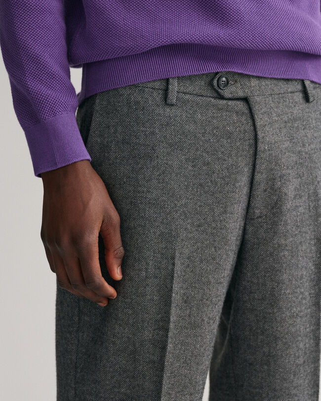 Tilspidsede sildebensmønstrede bukser