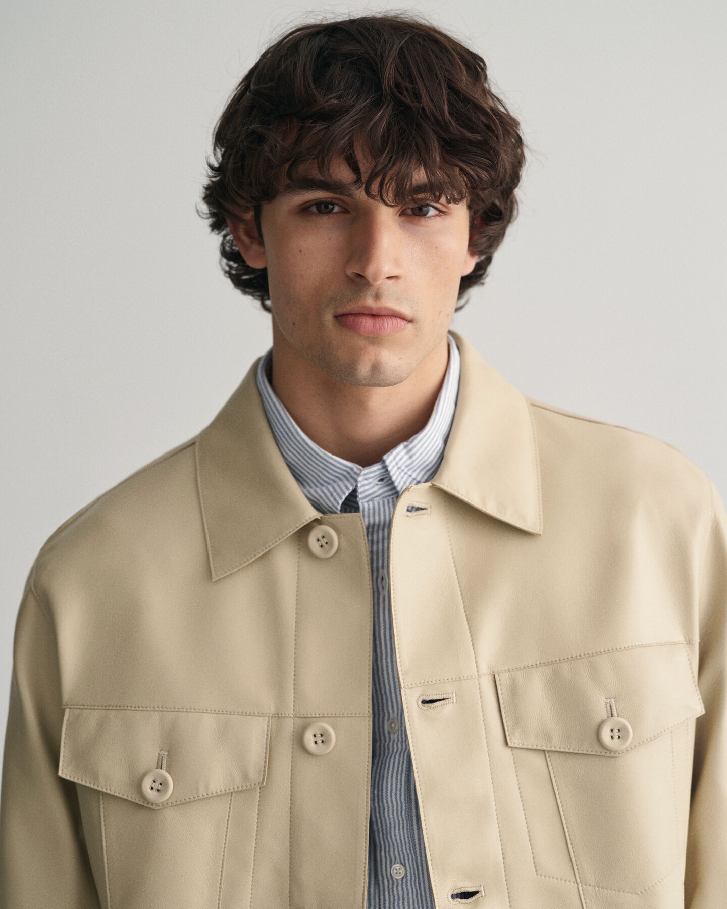 Trucker-jakke i l&aelig;der