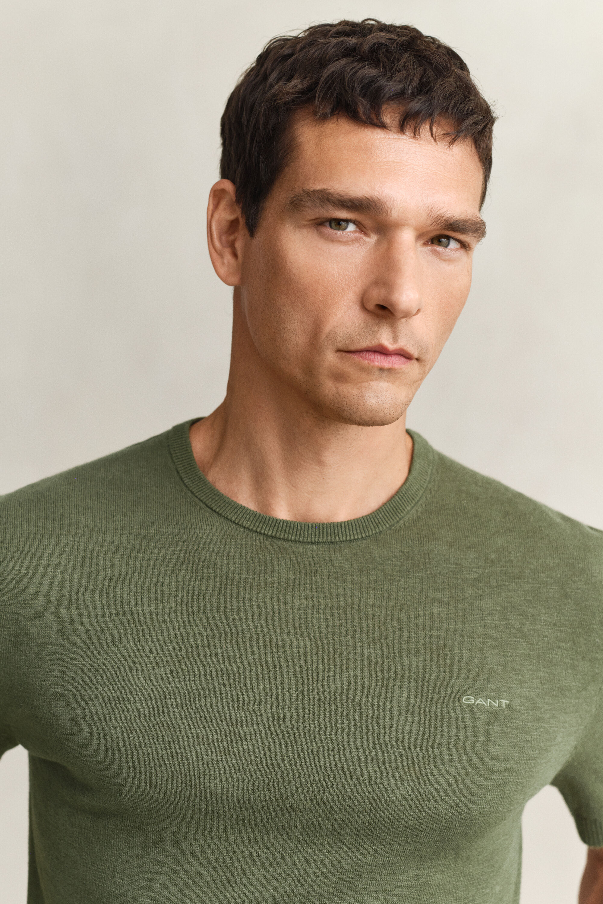 Kortærmet sweater af nopret bomuldsblanding