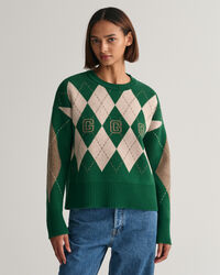 Super fin argyle sweater med crewneck
