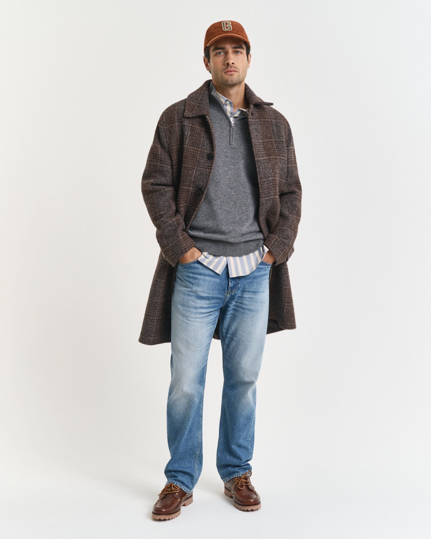 Kashmir sweater med halv lynlås