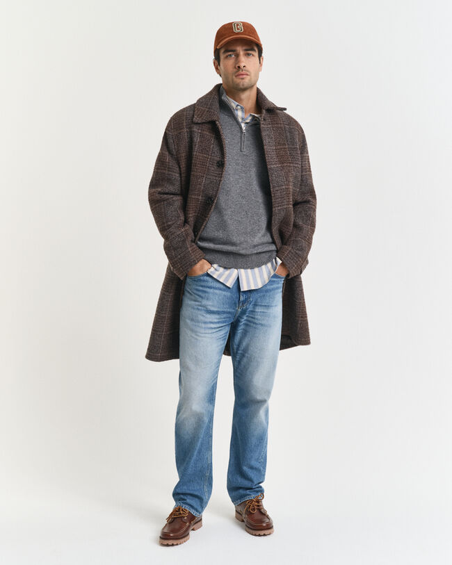 Kashmir sweater med halv lynlås