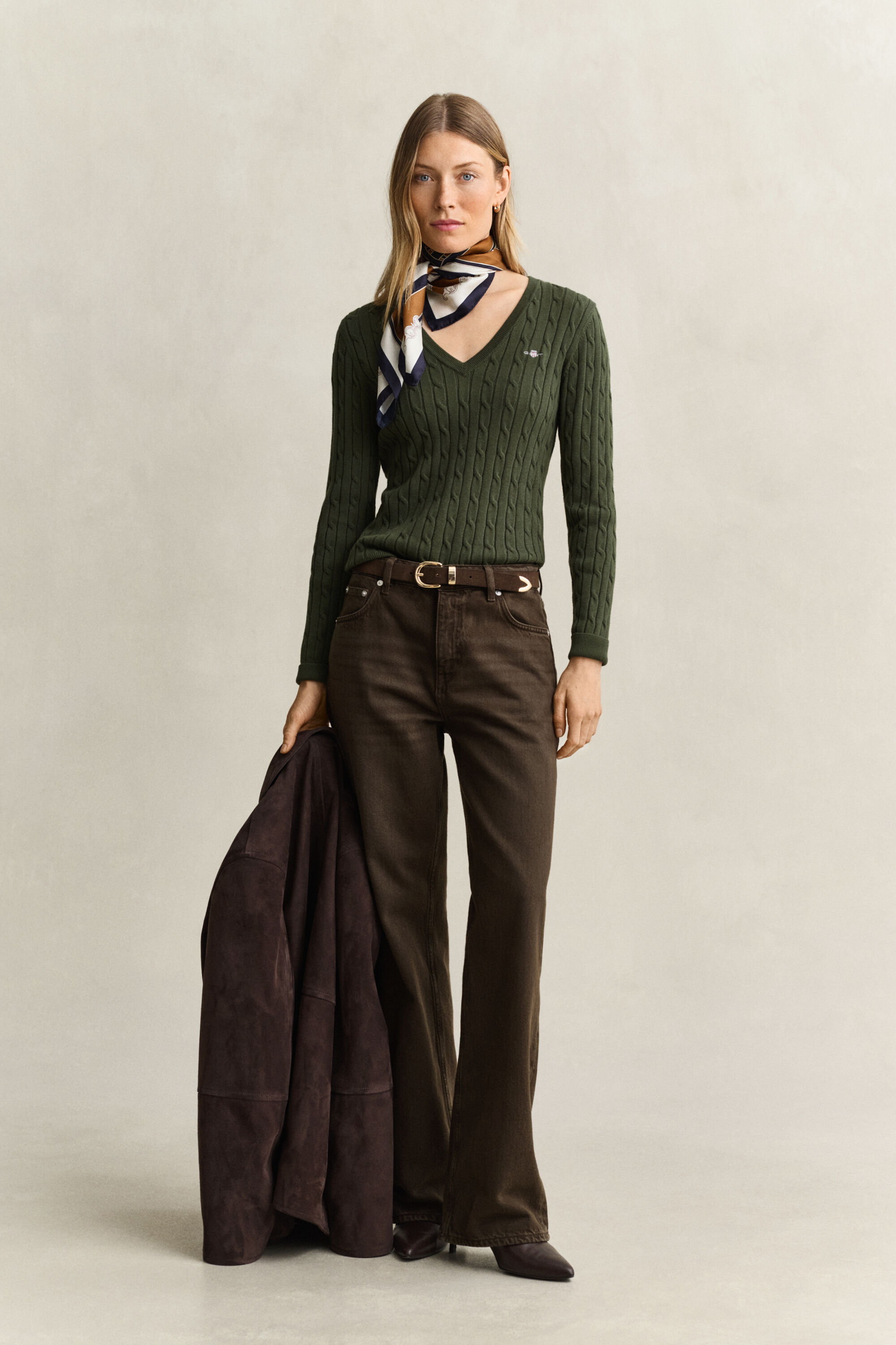 Classic sweater med kabelstrik