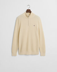 Tekstureret sweater af bomuld med halv lynlås