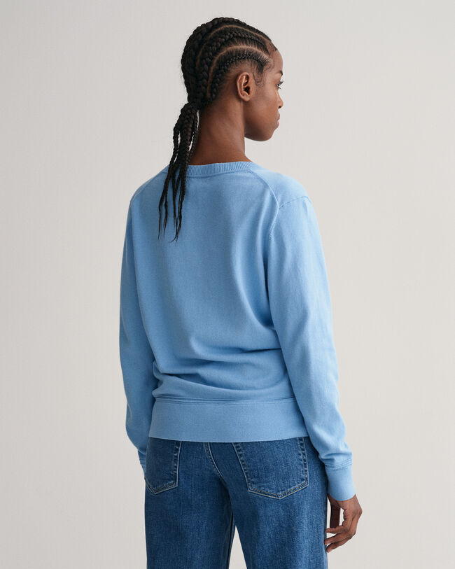 Sweater i let bomuld med V-hals