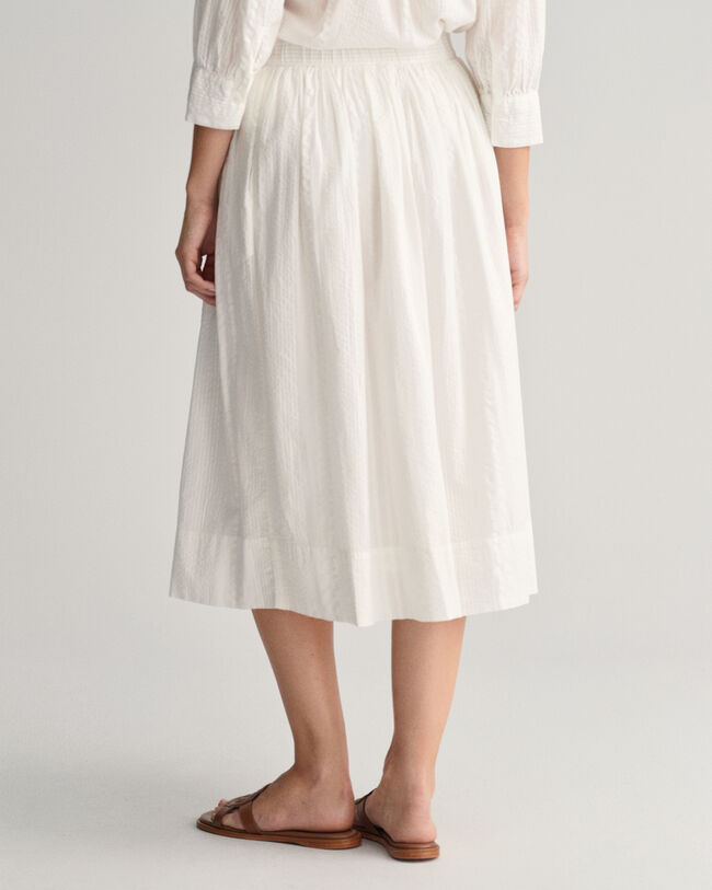 Seersucker-stribet pull-on nederdel