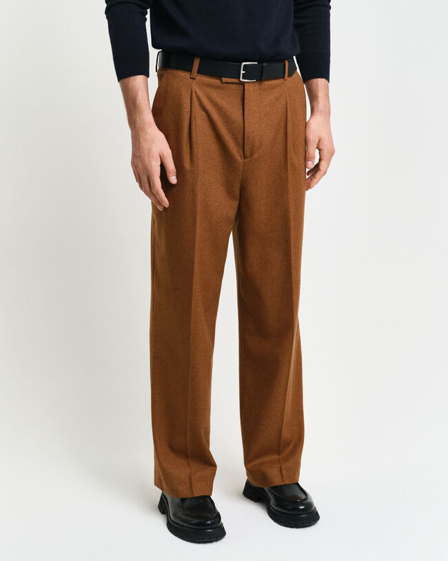 Relaxed fit jakkesæt-bukser af uld-flannel