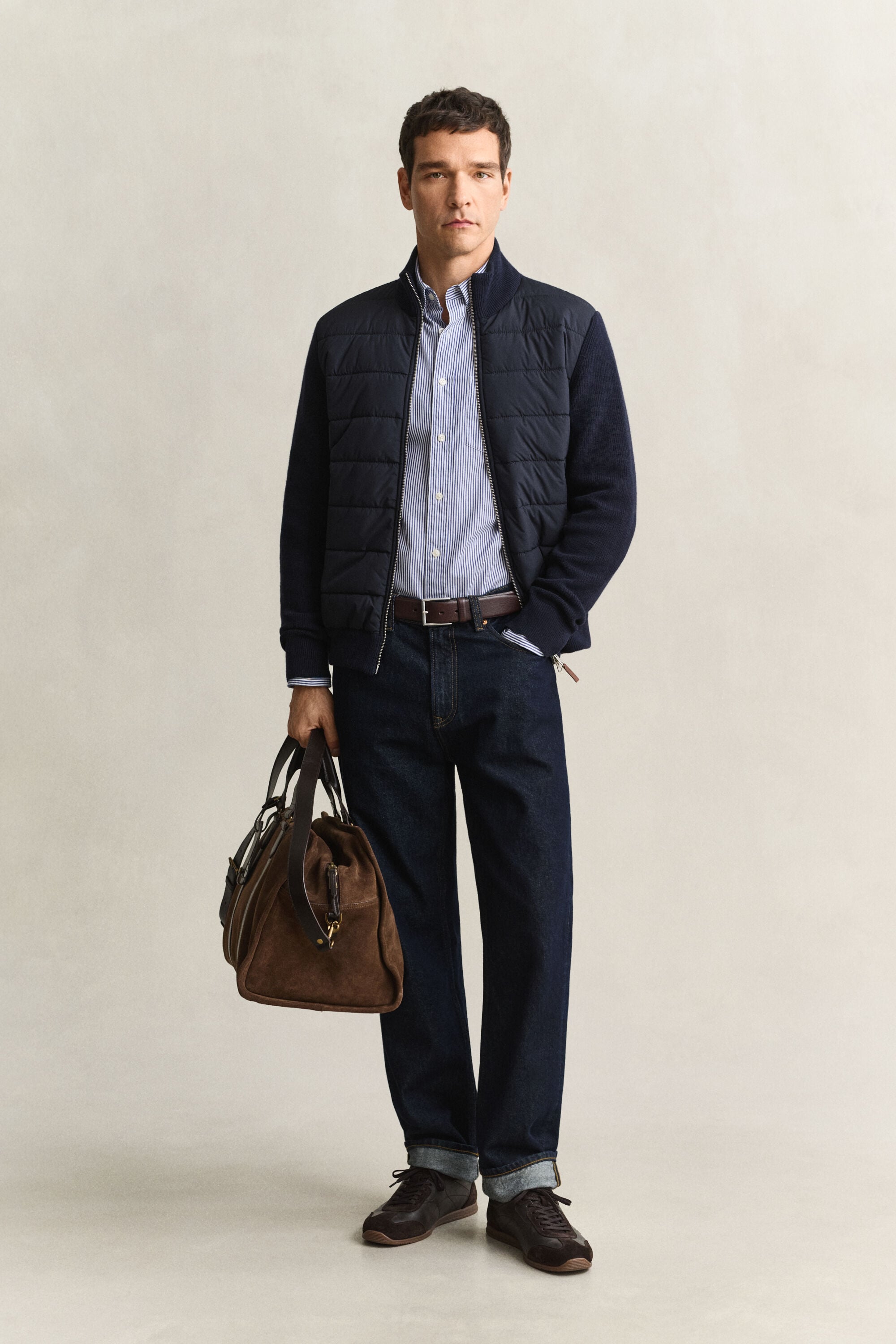 Hybrid cardigan med lynlås
