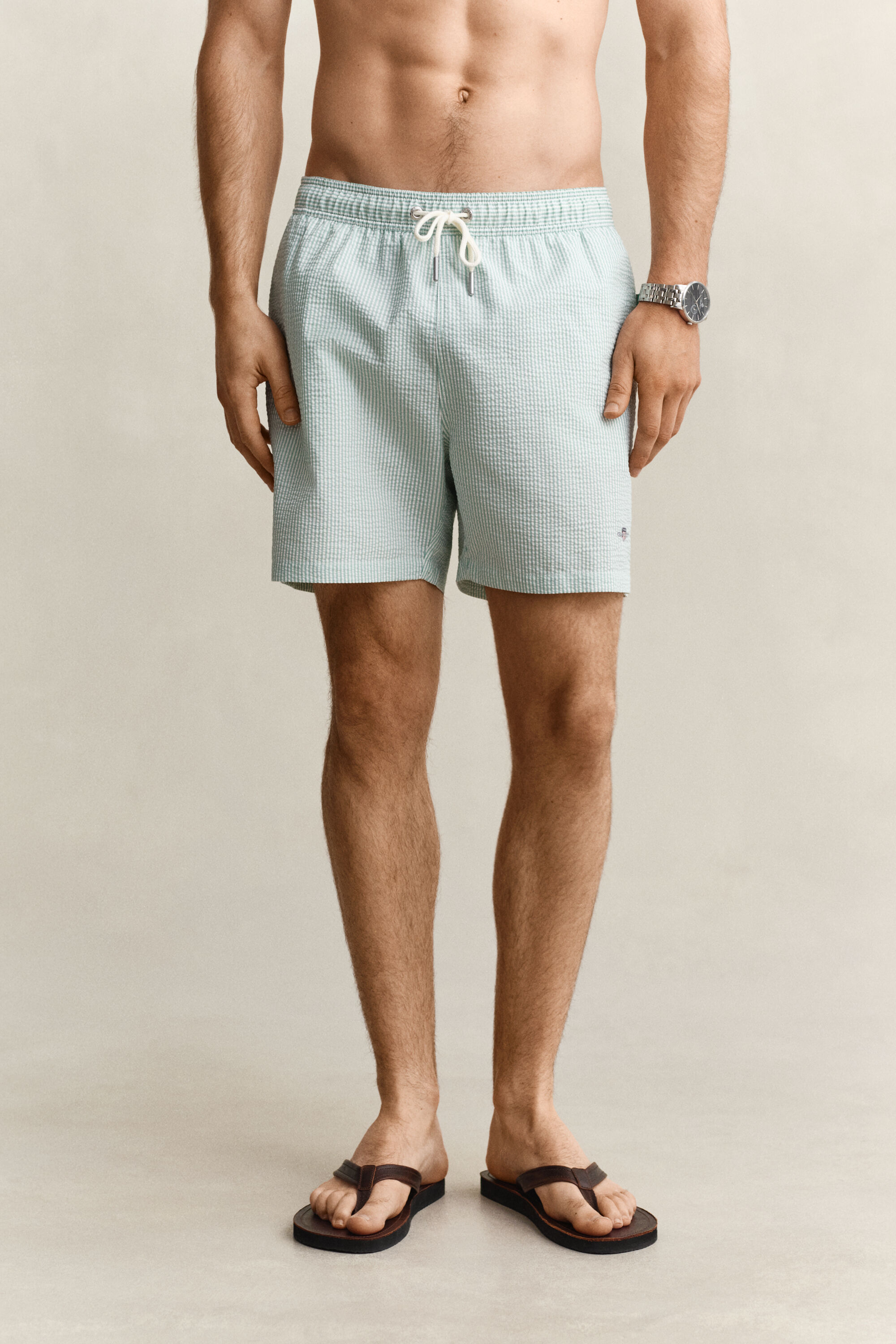 Stribede seersucker badeshorts
