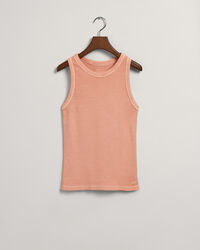 Sunfaded ribstrikket tank-top med høj hals
