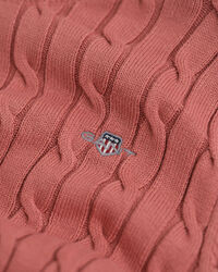 Teen Girls crewneck sweater af strækbomuld med kabelstrik