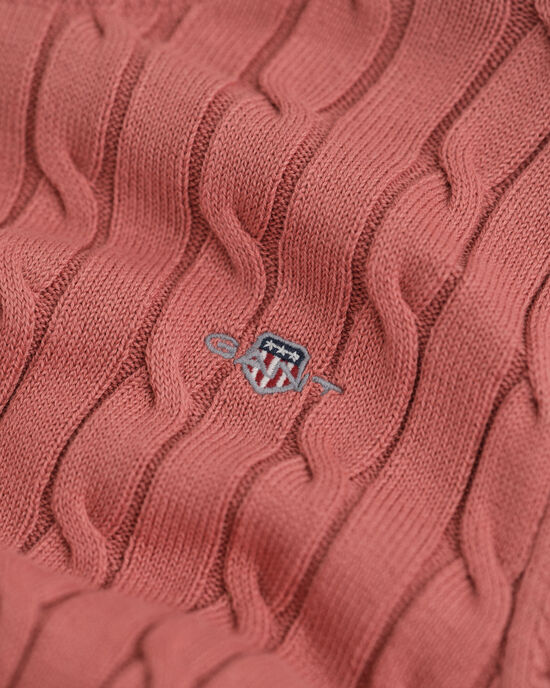 Teen Girls crewneck sweater af strækbomuld med kabelstrik