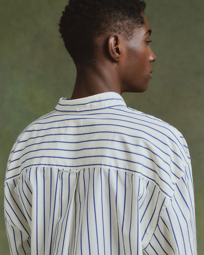 Oversize poplinskjorte med striber