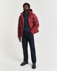 Kabelstrikket sweater af bomuld med halv lynlås