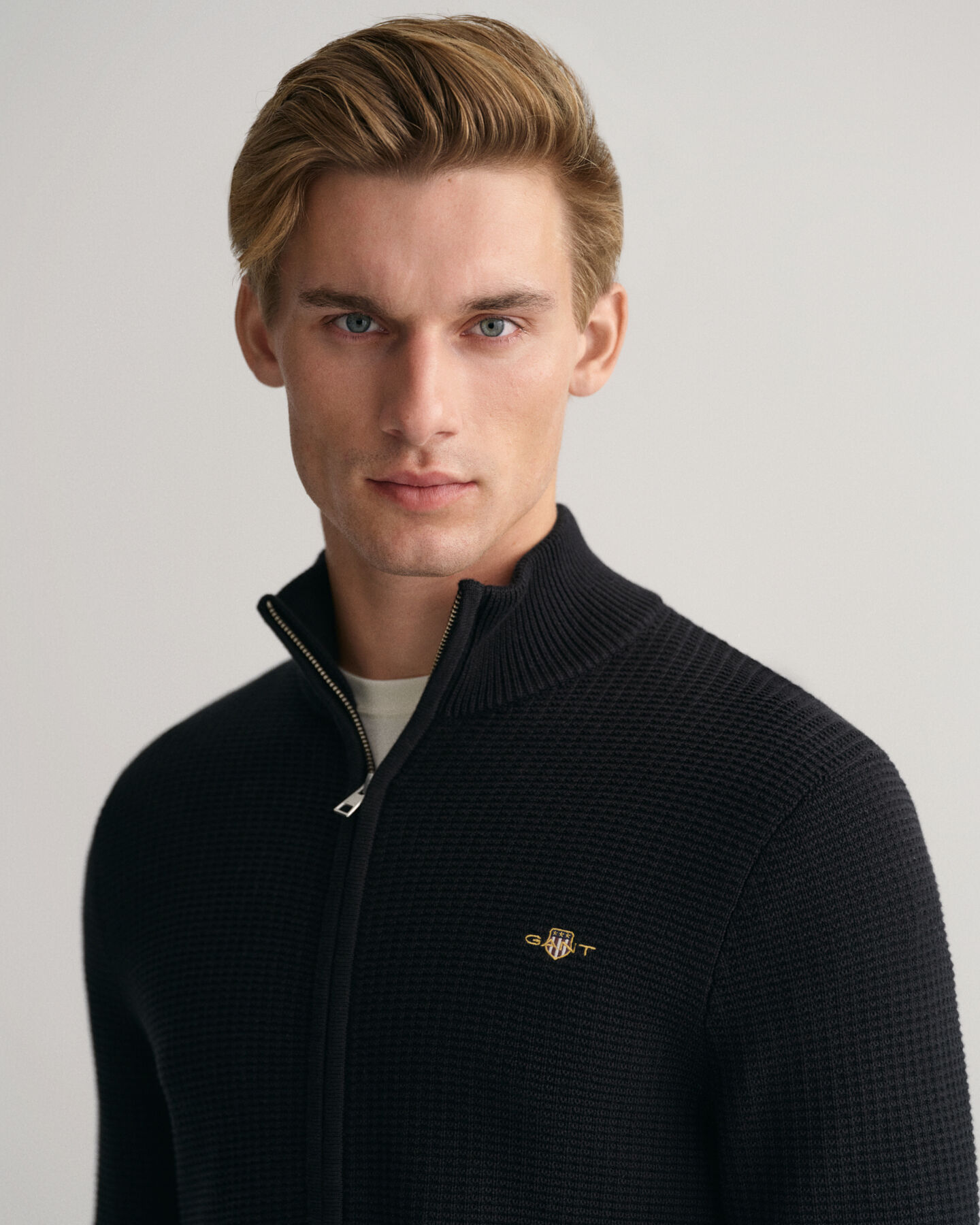 Tekstureret cardigan af bomuld