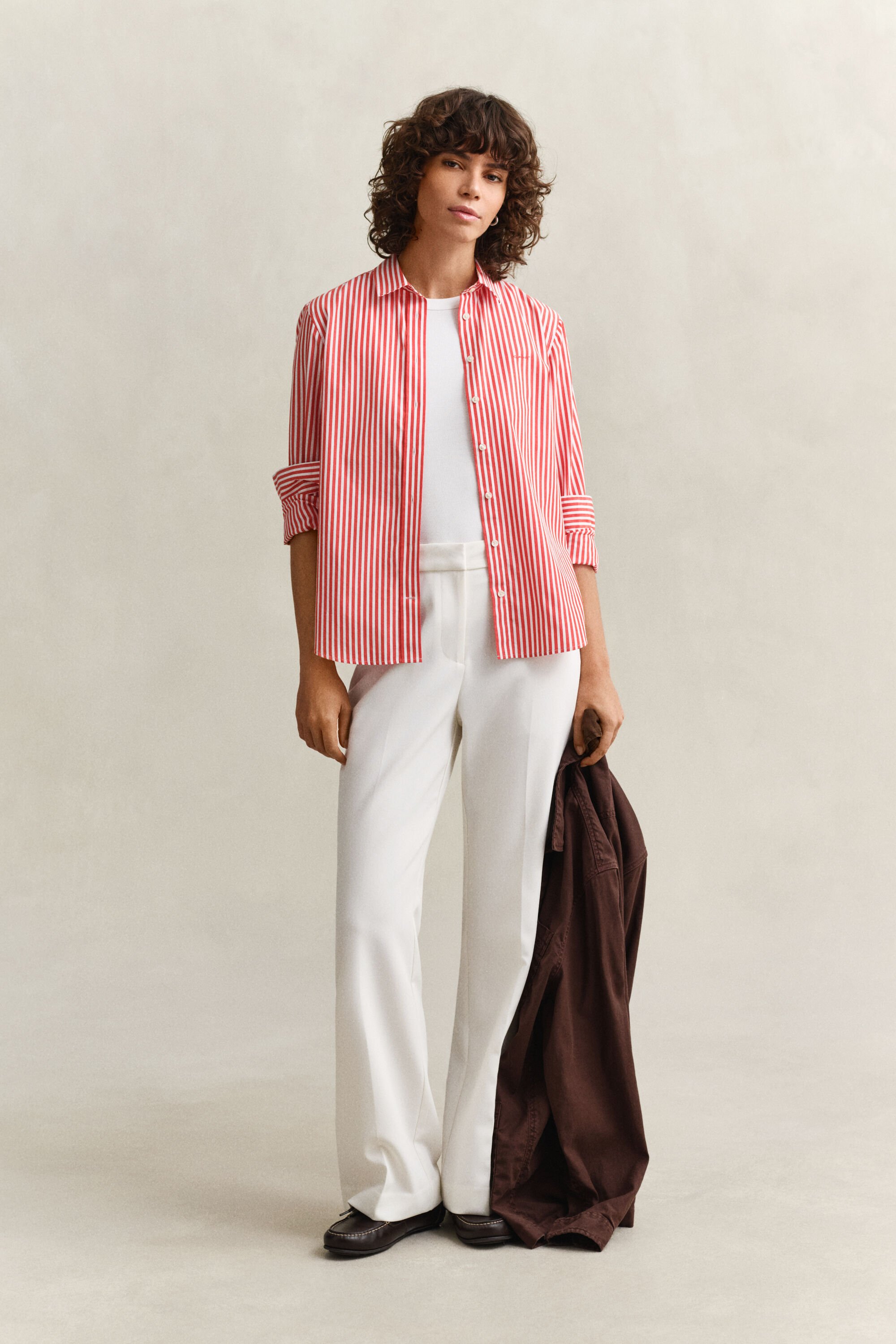 Regular fit klassisk stribet poplin-skjorte