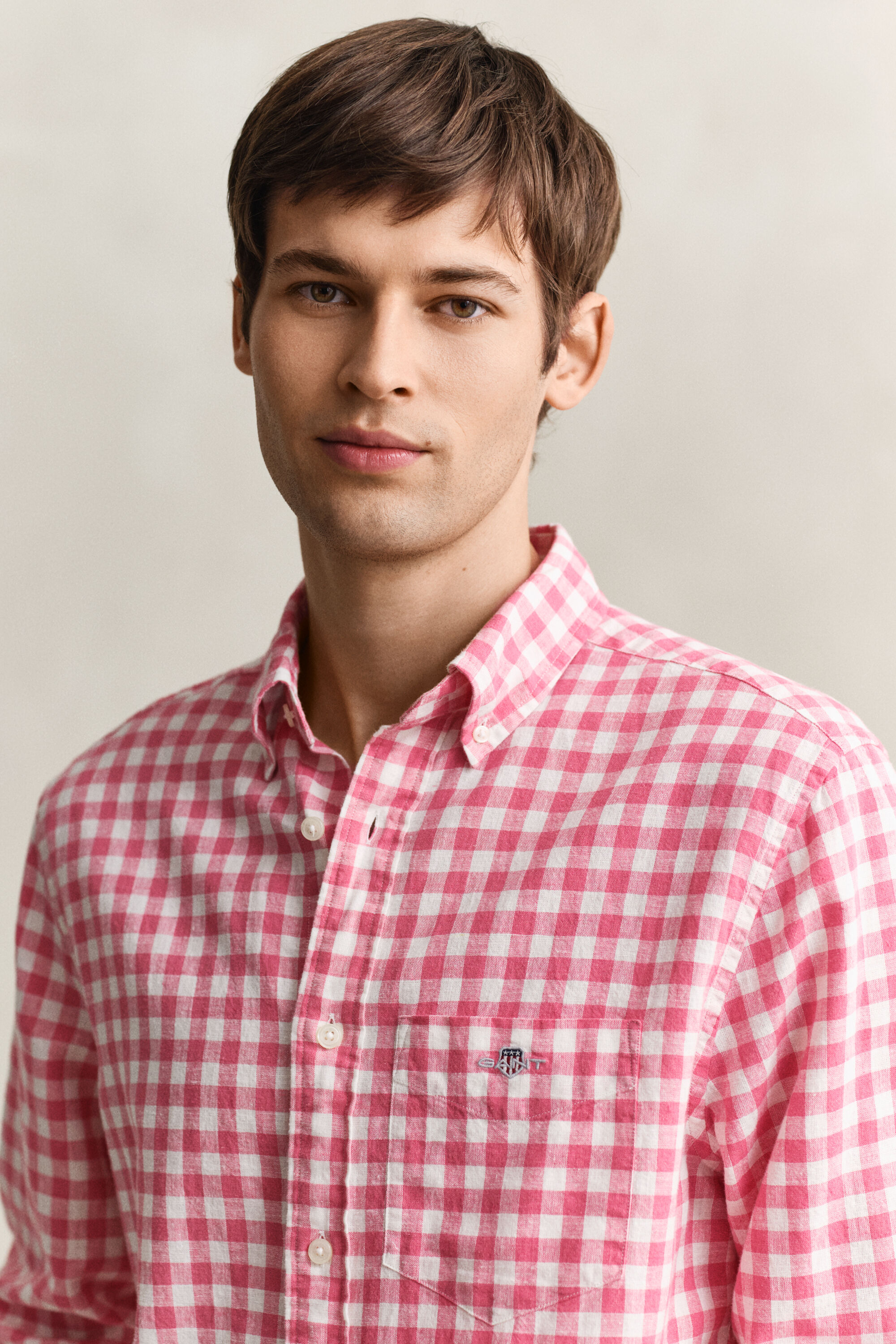 Gingham skjorte af hørblanding