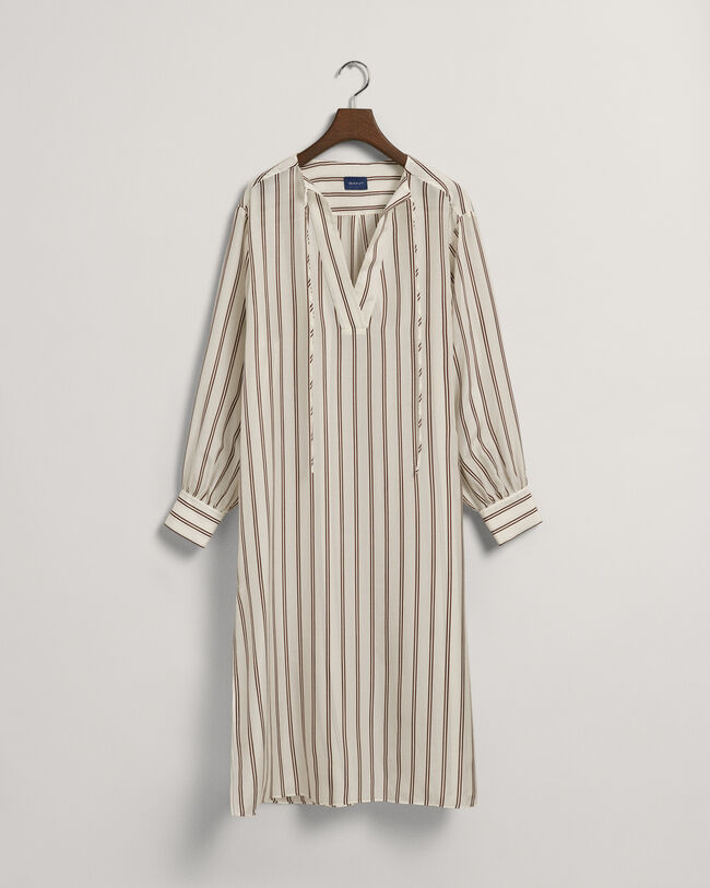 Stribet kaftan med V-hals
