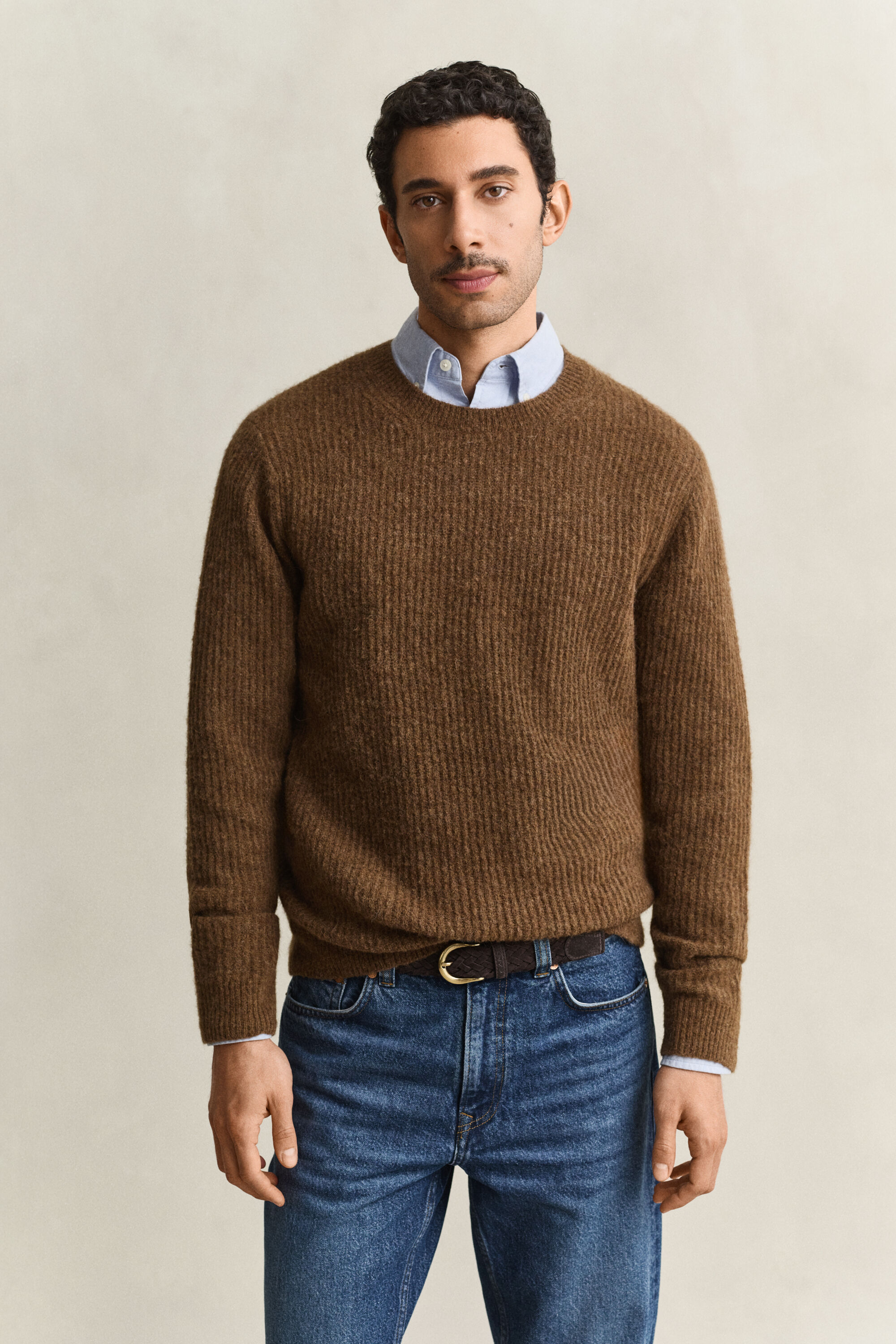 Sweater med crewneck i alpakauldblanding