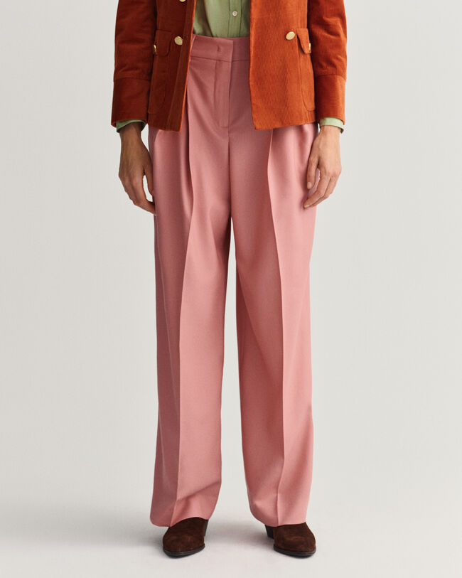 Brede bukser med læg og høj talje