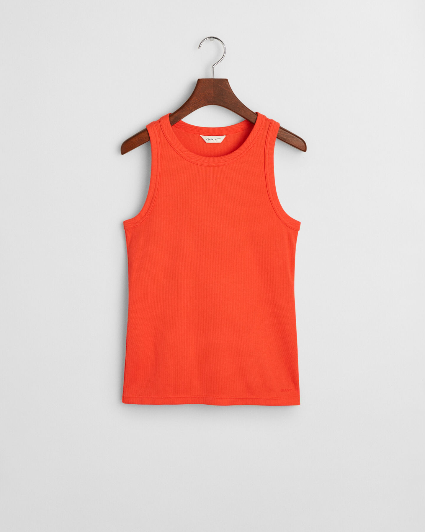 Ribstrikket tanktop med høj hals