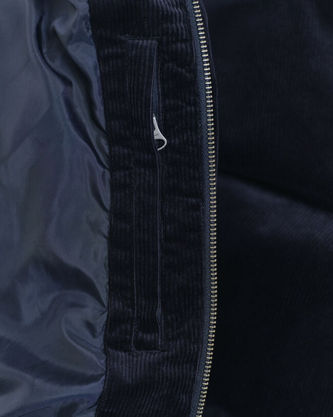 Pufferjakke i jernbanefløjl