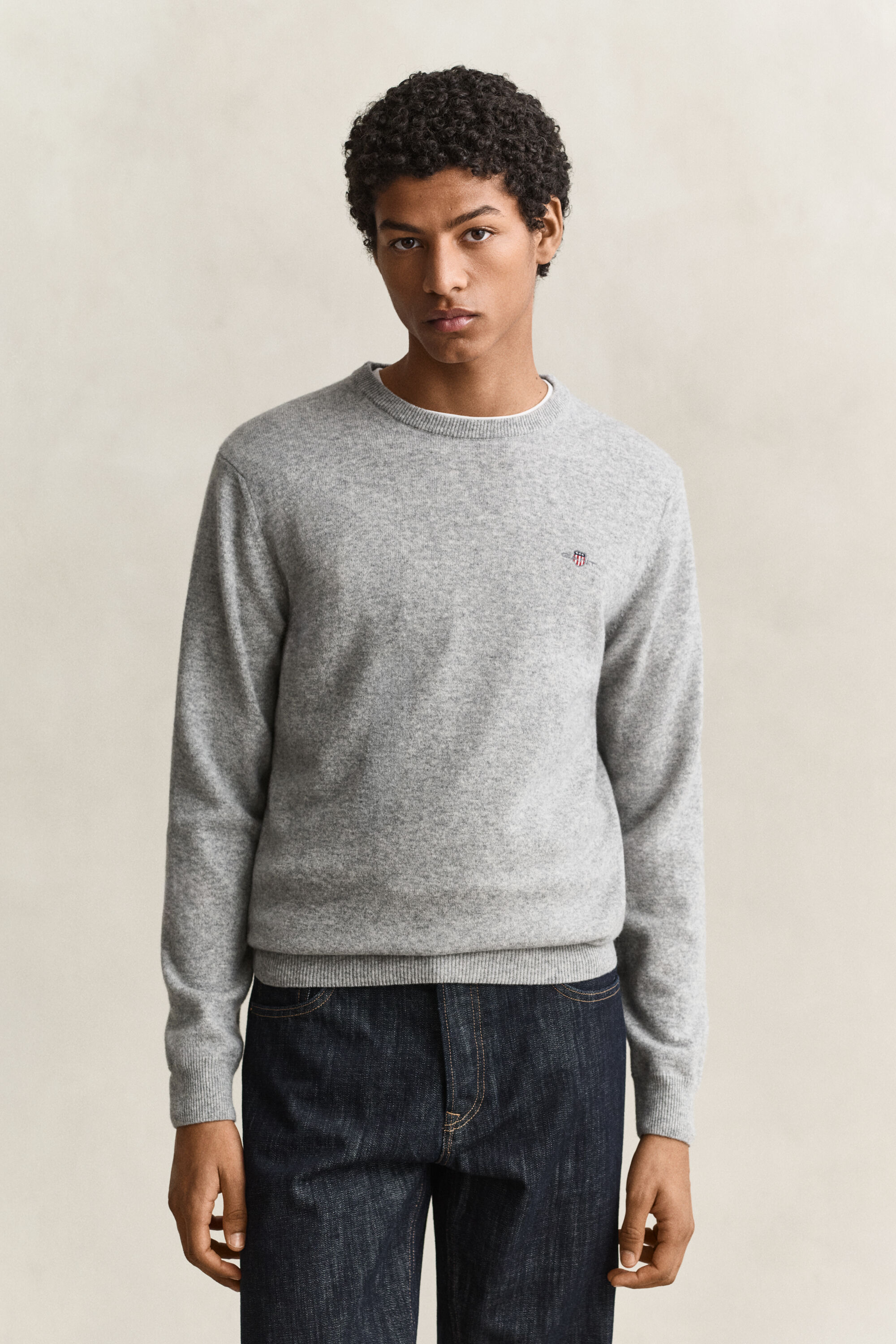Crewneck sweater i lammeuld