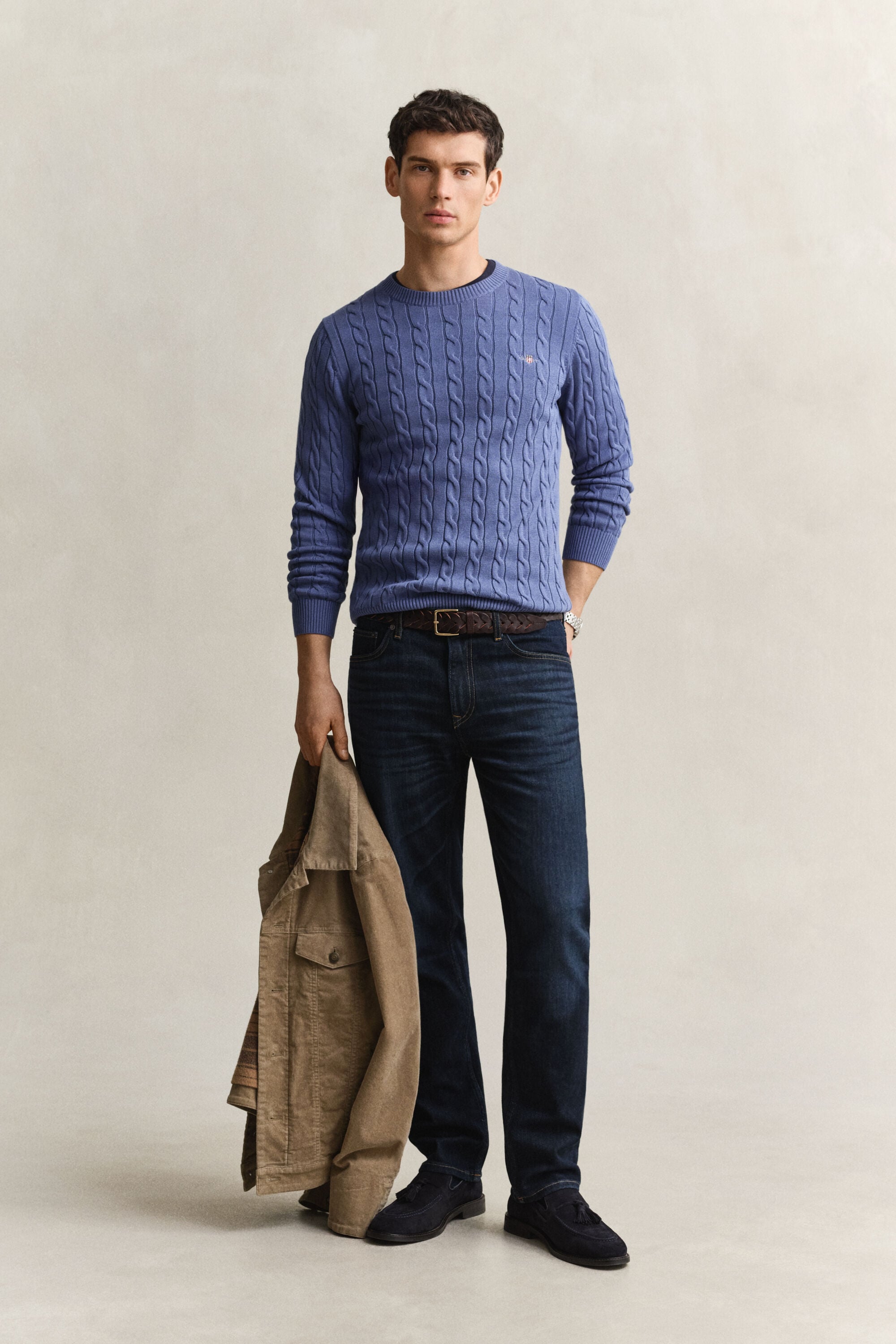 Classic sweater med kabelstrik