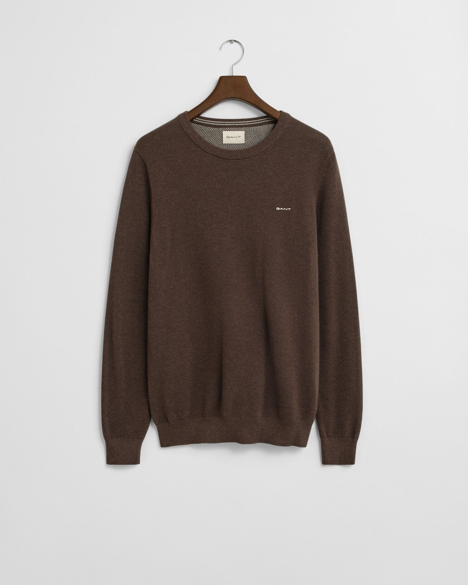 Crewneck sweater af bomuldspiqué