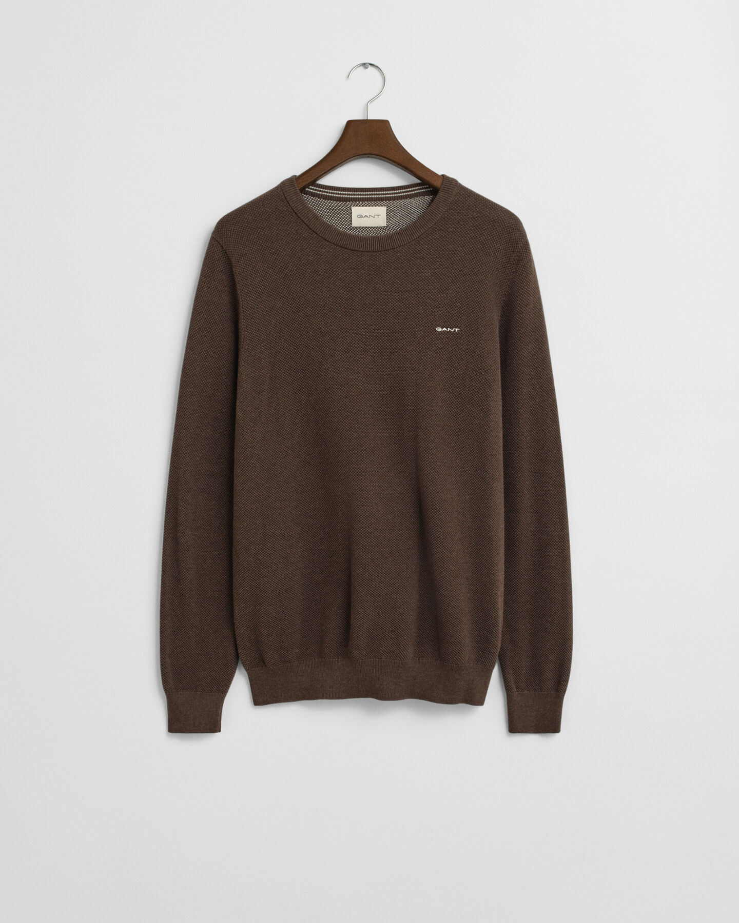 Crewneck sweater af bomuldspiqué