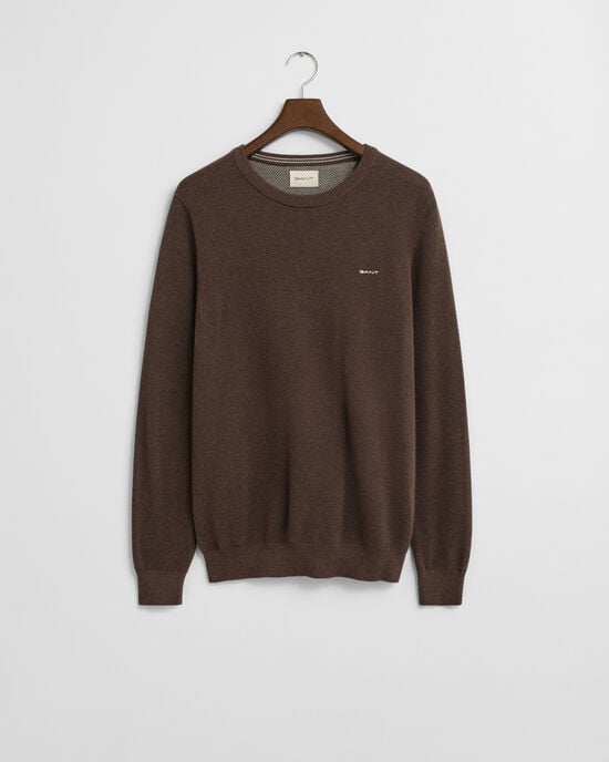 Crewneck sweater af bomuldspiqué