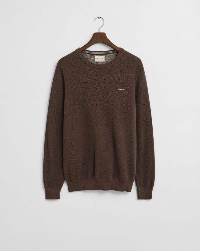 Crewneck sweater af bomuldspiqué