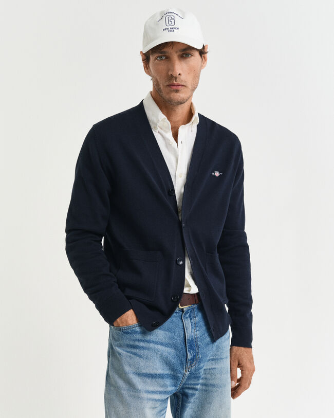 Klassisk cardigan i bomuld med V-hals