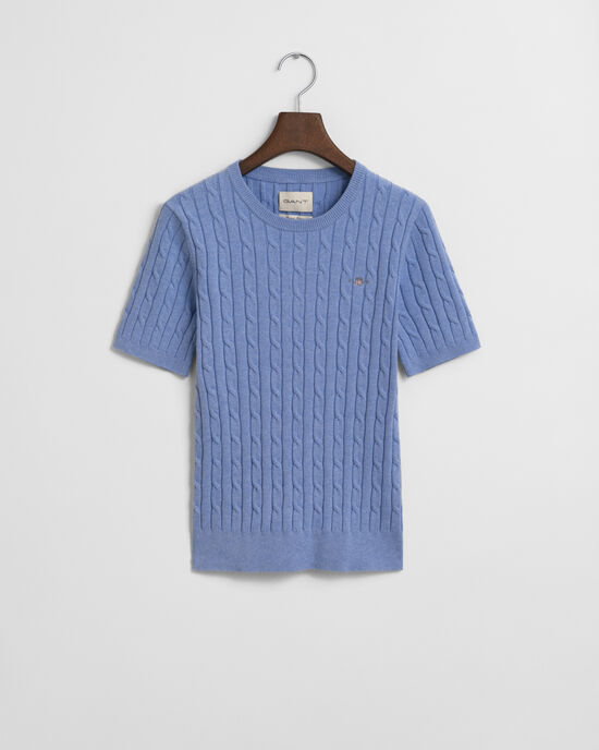 Sweater af strækbomuld med kabelstrik