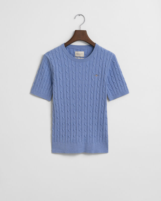 Sweater af strækbomuld med kabelstrik