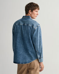 Oversized tung vasket denim-skjorte