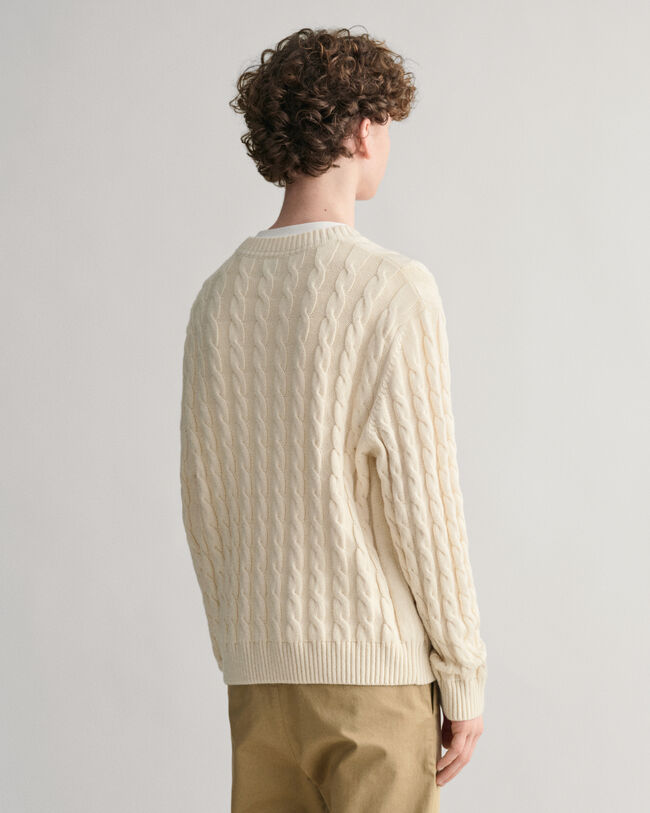 Teens Shield kabelstrikket sweater med V-hals