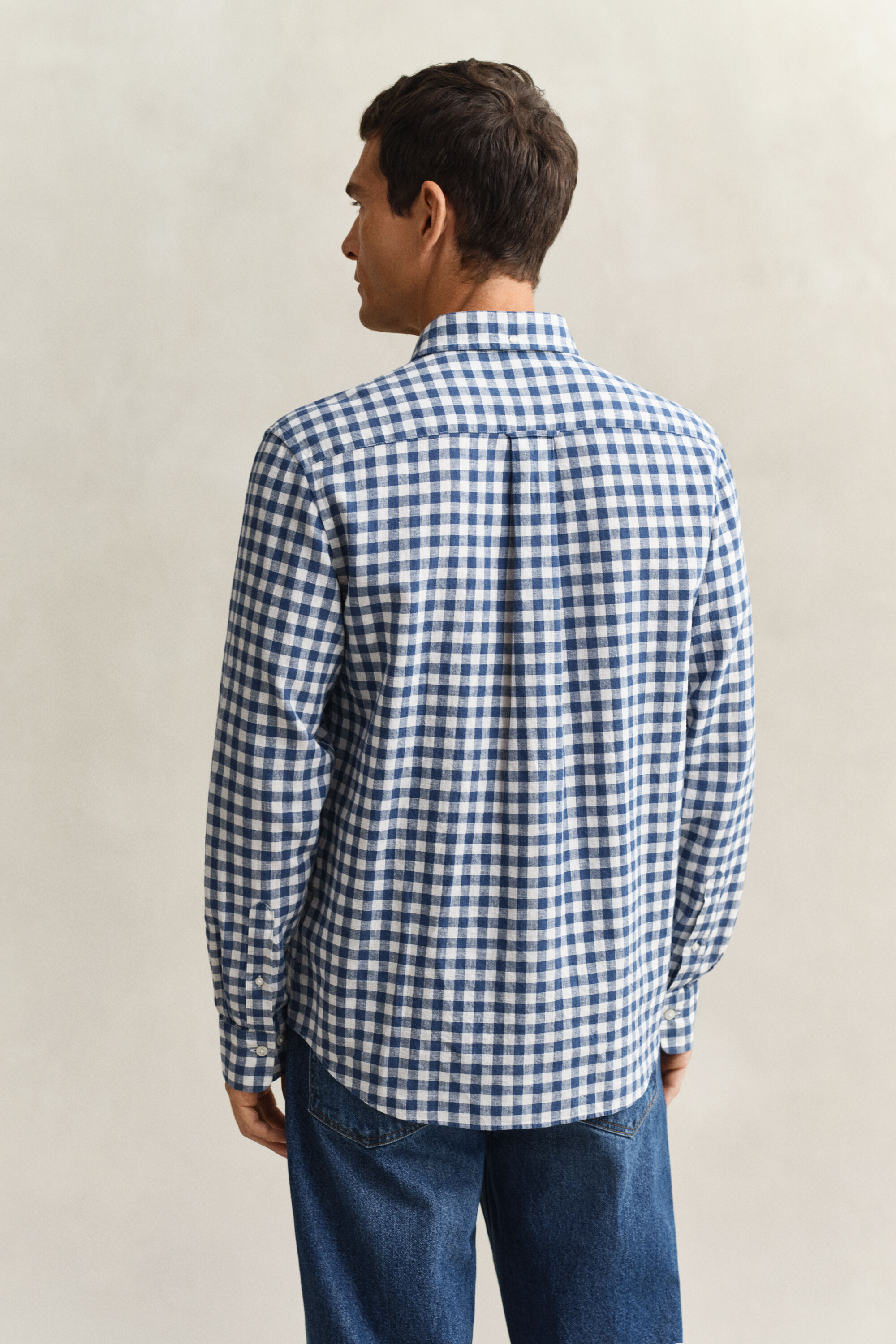 Gingham skjorte af hørblanding