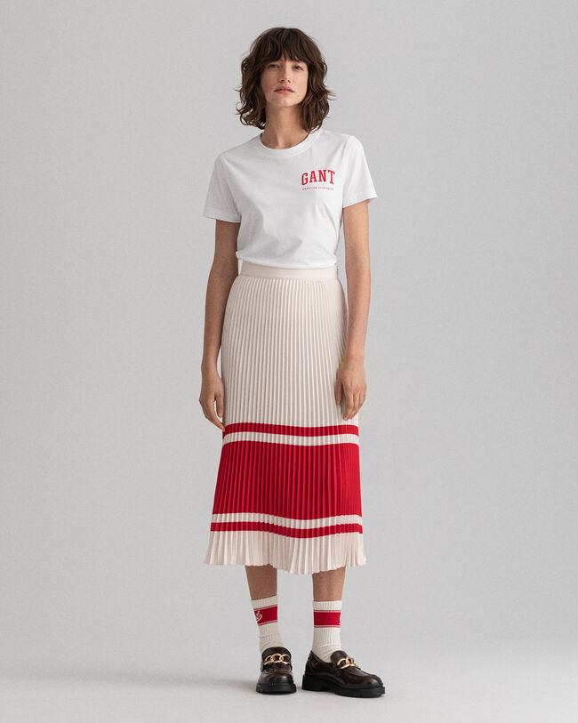 Stribet plisseret nederdel