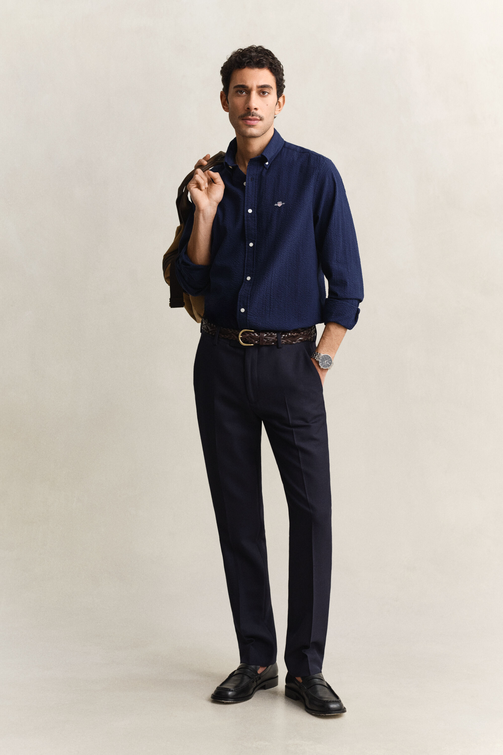 Regular fit seersucker-skjorte