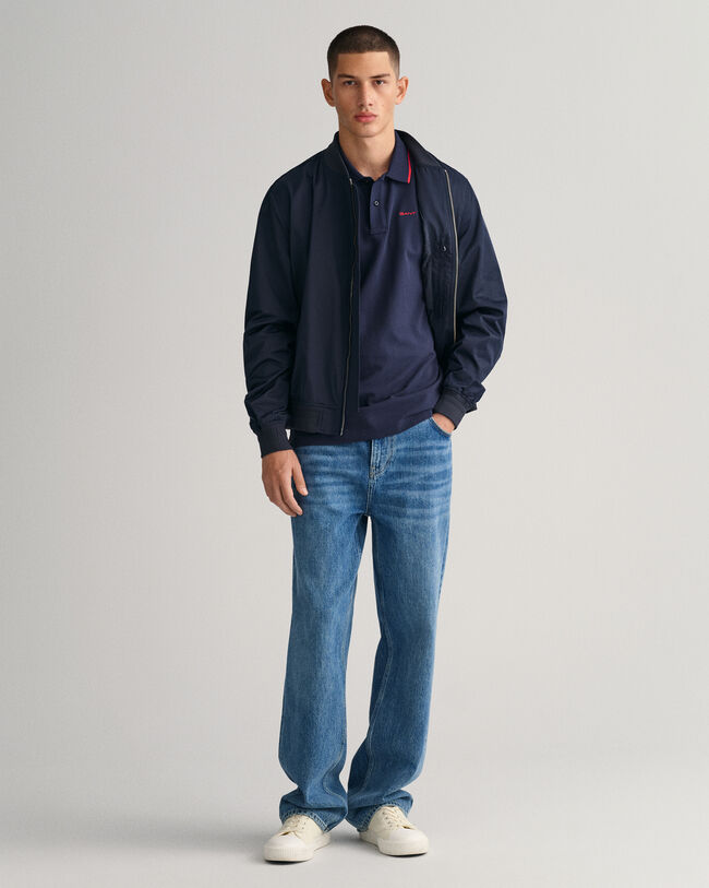 Piqu&eacute; poloskjorte med kontrastfarvede striber