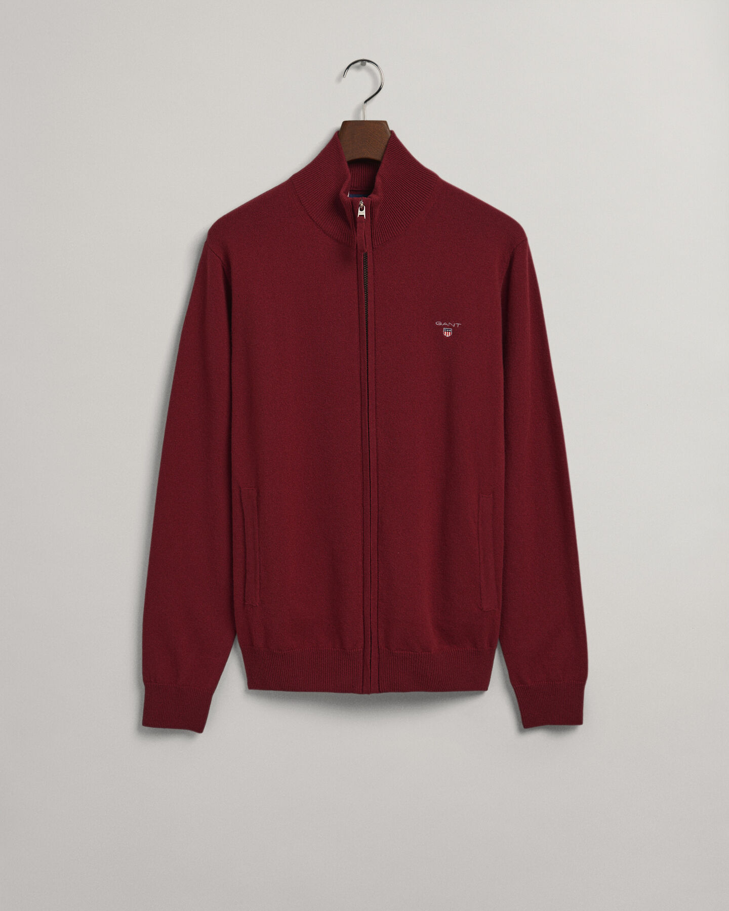 Cardigan af ekstra fin lammeuld med lynl&aring;s