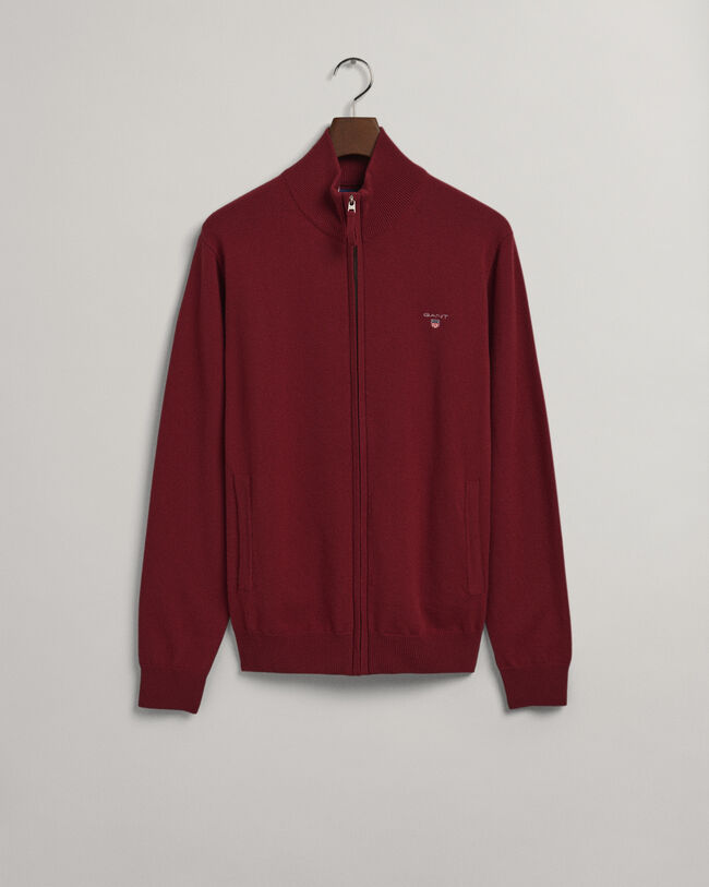 Cardigan af ekstra fin lammeuld med lynl&aring;s