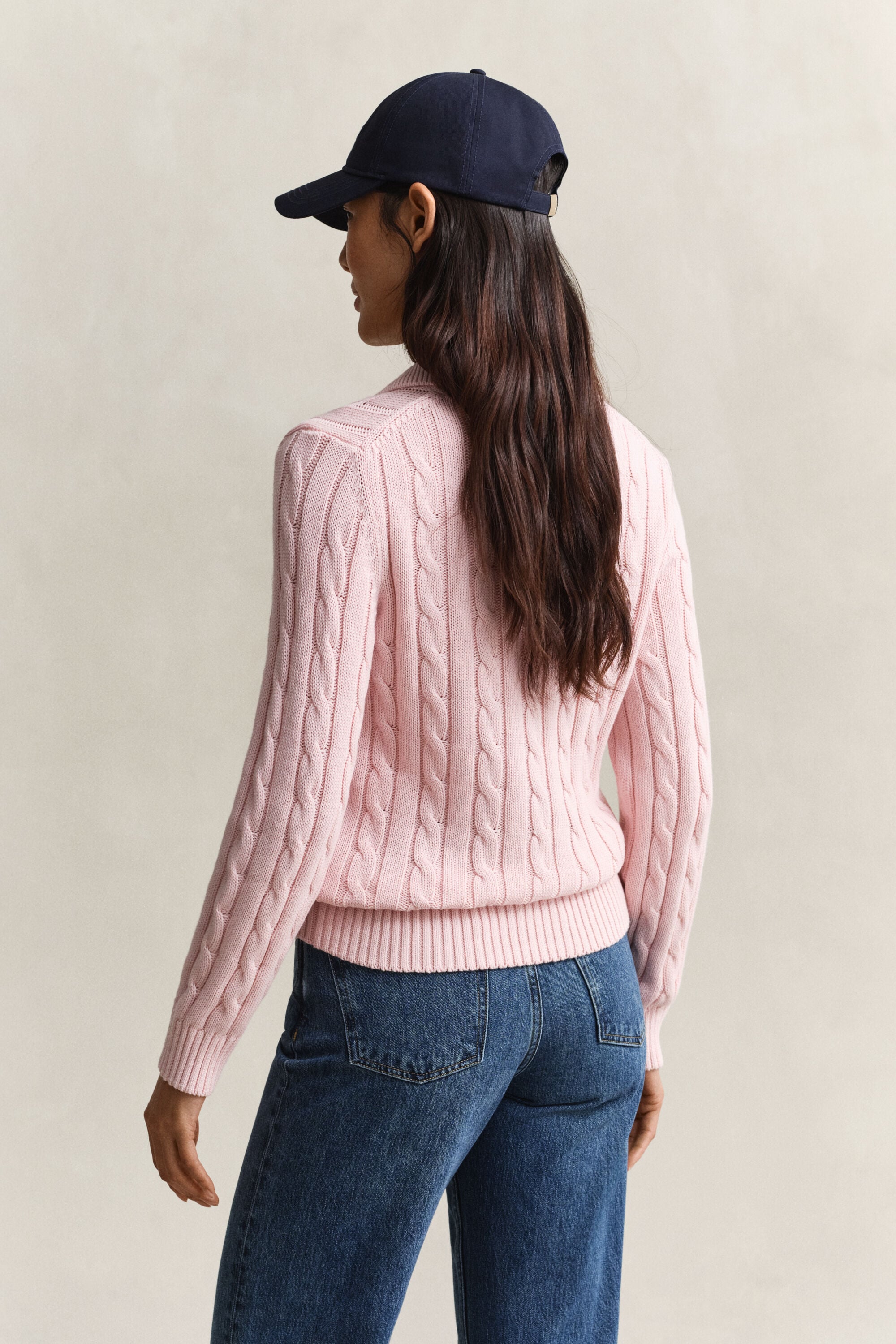 Sweater af bomuld med kabelstrik