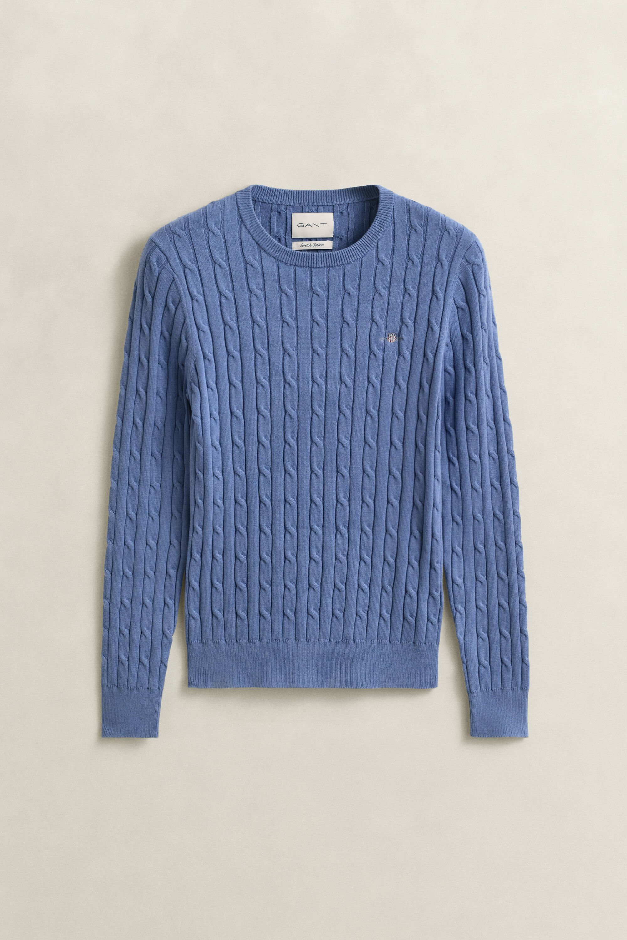 Crewneck sweater med kabelstrik