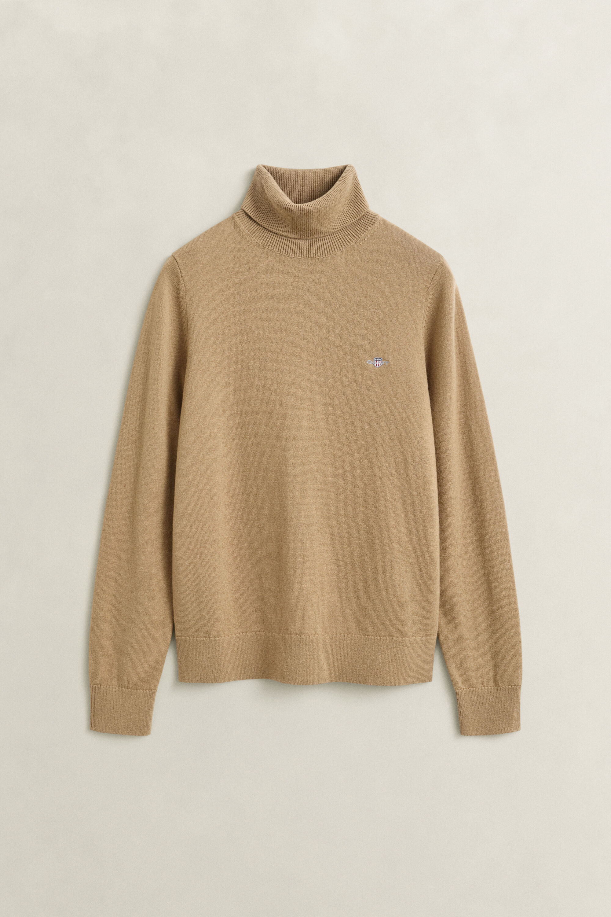 Sweater i uld og bomuld med rullekrave