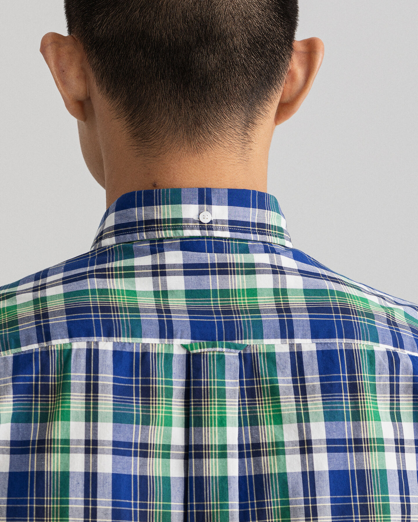 Regular fit vasket poplin skjorte med tern