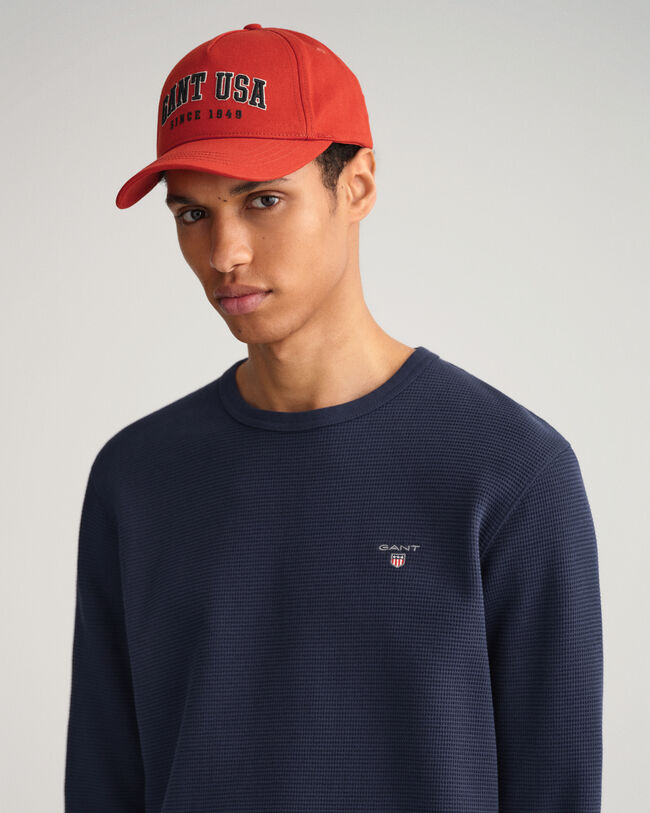 Waffle sweatshirt med crewneck