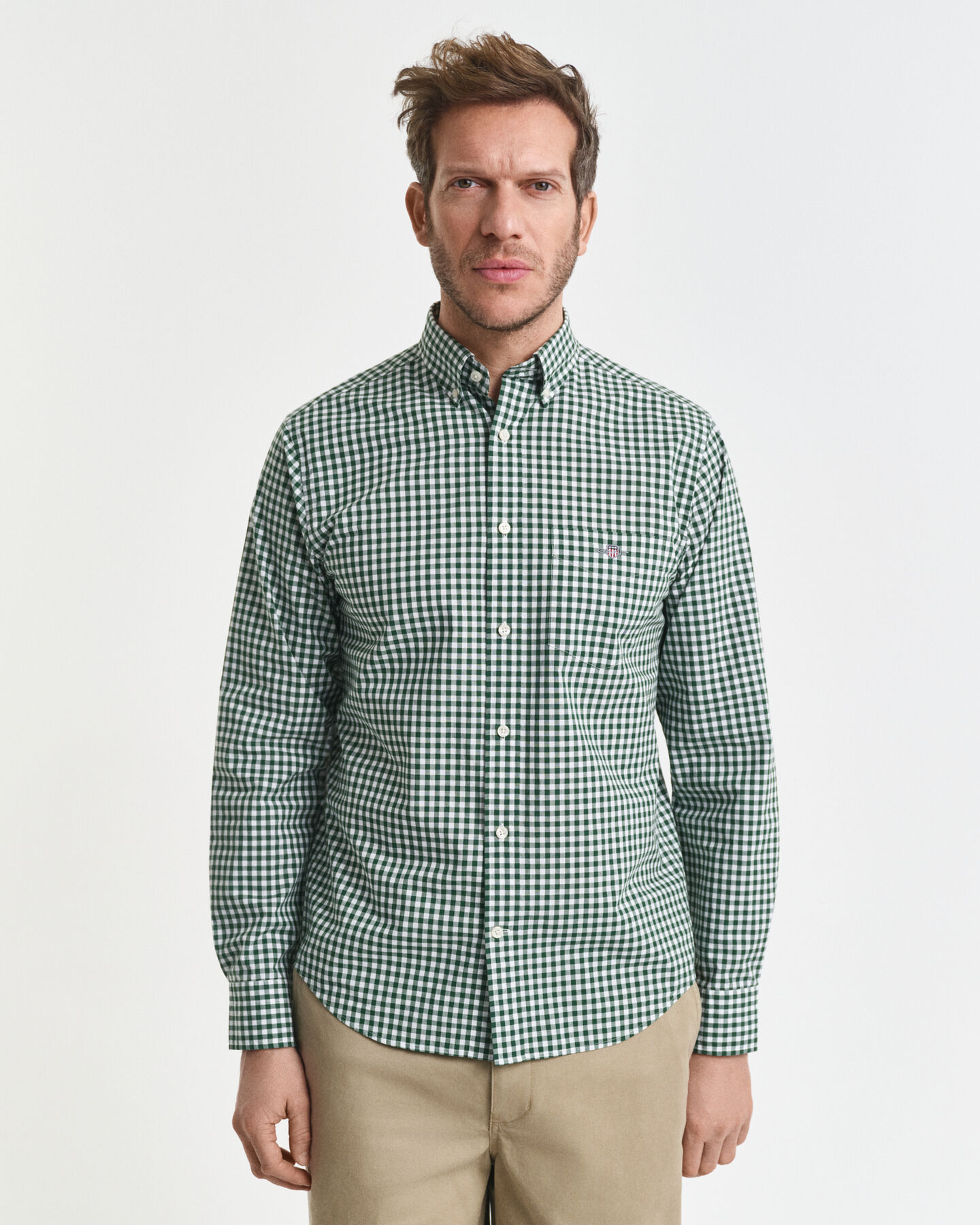Regular fit klassisk gingham poplin-skjorte